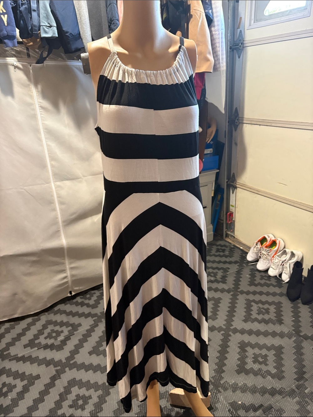 GAP Black and White Striped Maxi Dress